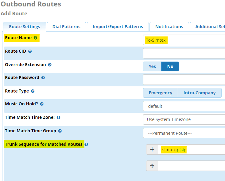 FreePBX Outbound Route - trunk selection
