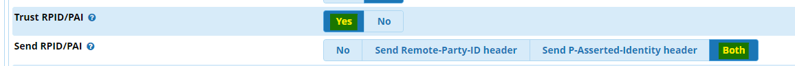 FreePBX PJSIP advanced settings - RPID/PAI